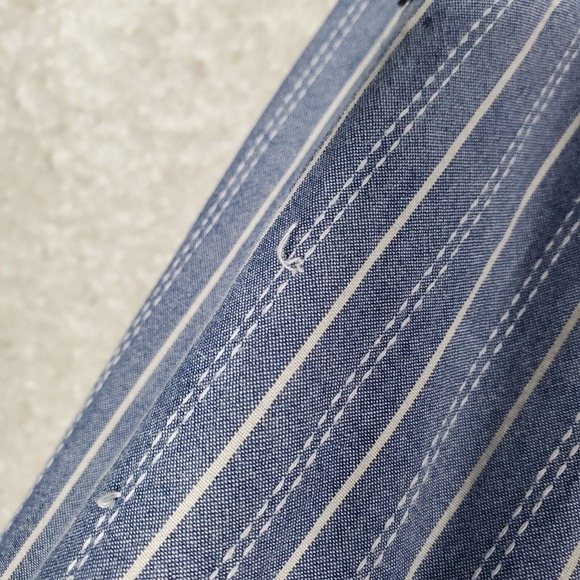 Gramicci Mens Stripe Roll Tab Shirt Medium Blue Button Up Casual Outdoors - Picture 8 of 12